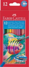 Карандаши 12 цветов Faber Castell, 413, акварельные + кисть