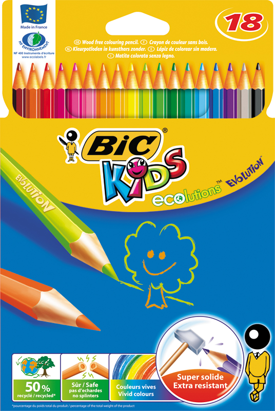 Карандаши 18 цветов BIC Evolution 9728, пластиковые