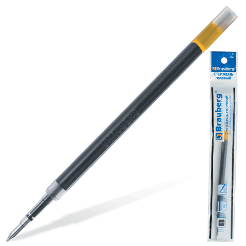 Стержень гелевый Brauberg 110мм для автоматических ручек, 0,5мм, черный