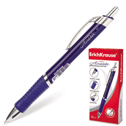 Ручка шариковая автоматическая Erich Krause Avante, толщина письма 0,7мм, 28040, синяя