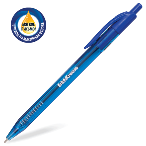 Ручка шариковая автоматическая Erich Krause Ultra Glide U-28, масляная, толщина письма 1мм, 33528, синяя