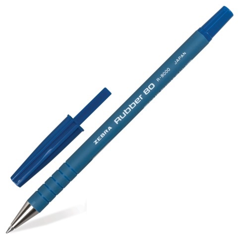 Ручка шариковая Zebra Rubber 80, синяя, R-8000-BL